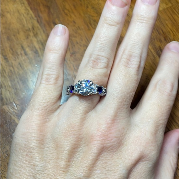 3ct+ Moissanite & Sapphire Ring - Picture 15 of 17